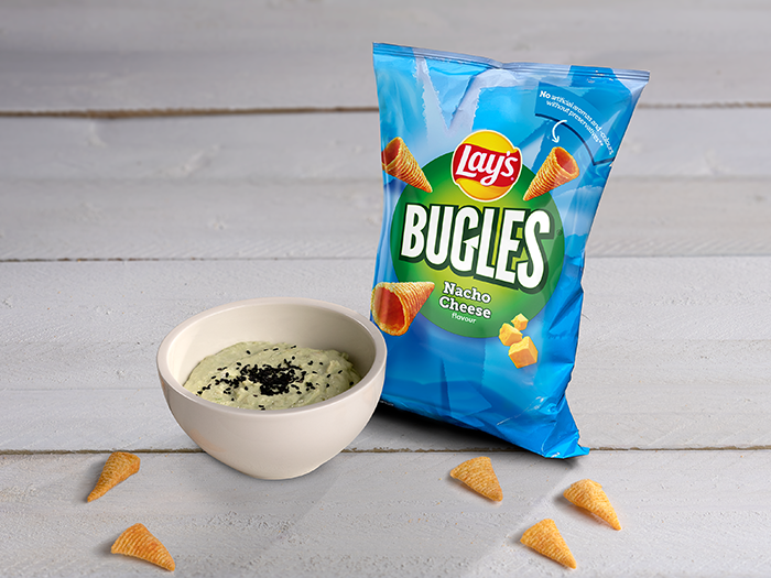 Avocado wasabi dip bugles